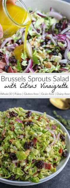 brussels sprouts salad with olives and cranberry dressing