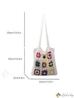 BirdinBag - Womens Large Capacity Beach Shopping Tote Bag with Crocheted Flower Print and Hollow-Out Design Crocheted Flower, Beach Shopping, Bags Style, Beach Shop, Word Wrap, Crochet Bags, Beach Tote, Shopping Tote Bag, Shopping Tote