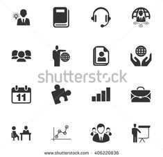 business and office icons on white background