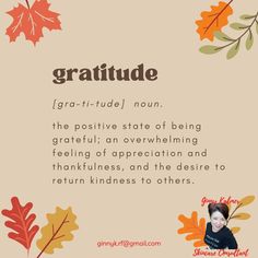 an image of a quote with autumn leaves and the words,'gratitude '