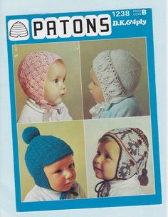 the knitting pattern for hats and bonnets is shown