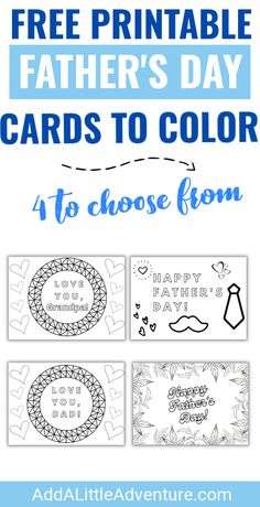 Free Printable Father's Day Cards to Color Cards For Dads, Free Printable Cards, Father's Day Cards, Free Cards, Cards For Kids, Father's Day Diy, Dad Cards, Dad Day, Kids Church