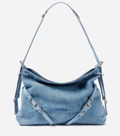 Givenchy Voyou medium denim shoulder bag (Mytheresa). Material: fabric. Colour: Medium Blue. Step out in style with this #chic denim shoulder bag. #fashion #bag #purse #bagsandpurses #outfits #luxury #givenchy Balenciaga Hourglass Bag, Denim Shoulder Bag, Gucci Crossbody Bag, Givenchy Bag, Denim Shoulder Bags, Gucci Crossbody, Crossbody Bags For Women, Luxury Purses, Designer Crossbody