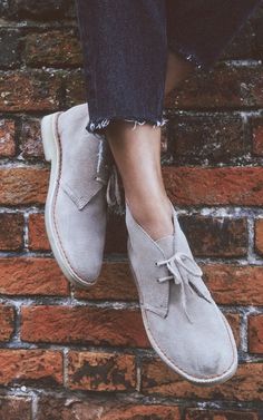 Defined by its simplicity, the original Clarks Desert Boot is made with just two pieces of leather and a natural crepe sole. #ClarksShoes #DesertBoot Casual Slip-on Oxfords With Leather Sole, Casual Leather Slip-on Oxfords, Casual Slip-on Oxfords With Vibram Sole, Desert Boots Women, Latest Shoe Trends