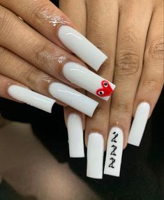 Nails Acrylic Angel Number, 444 Angel Number Nails Acrylic, 3d Teddy Bear Nails Acrylic, Nails That Have Initials, Pretty Nail Colors For Dark Skin, Red Medium Nails Acrylic, 444 Nails Acrylic, Hype Beast Nails, Loser Lover Nails