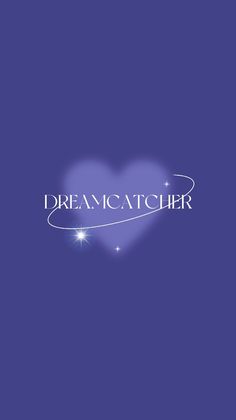 the words dream catcher on a blue background with a white heart in the foreground