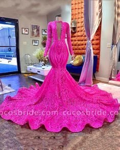 African Prom Dresses, Luxury Party, Long Sleeve Prom, Prom Ideas, Sequin Evening Dresses, Lace Prom Dress, Pink Prom, Luxury Dresses