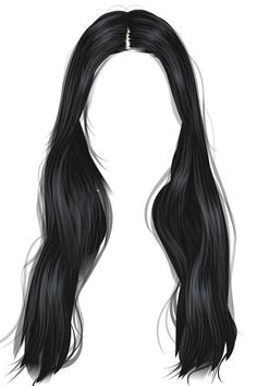 the long black hair is drawn on a white background