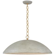 a large light fixture with a chain hanging from it's center and two lights on each side