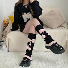 Material: Knit cotton Color: Black with White bow, Black with Red bow, Black with Pink bow, Red with White bow, White with Red bow, Beige with Pink bow Knee High Sock Boots, Slouch Socks, Knit Leg Warmers, Warm Socks, Long Socks, White Bow, Knee High Socks, Red Bow, Cute Bows