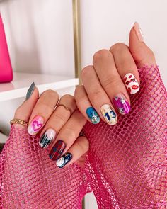 Taylor Swift Eras Tour Nail, Taylor Swift Nail Designs, Taylor Swift Nail Art, Eras Tour Nail, Mix Match Nails, Concert Nails, Taylor Swift Inspired