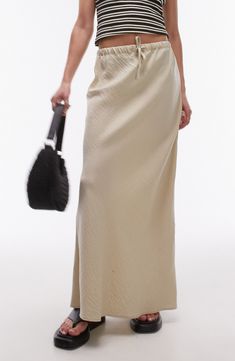 An easy drawstring waist tops this timeless twill skirt cut to a floor-grazing maxi length. 37" length (size 10) Drawstring waist 88% lyocell, 12% polyamide Machine wash, line dry Imported Drawstring Skirt, Twill Skirt, Eid Outfits, Winter Party Dress, Long Sleeve Floral Dress, Satin Slip Dress, Active Wear Leggings, Petite Maternity, Plus Size Pregnancy