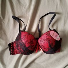 New Bra Size 32b New With Tags Color Red With Sexy Black Lace Material 85%Nylon 15%Spandex Adjustable Straps I Do Bundle And Offers Are Welcome Red Fitted Seamless Bra, Fitted Seamless Red Bra, Red Seamless Push-up Bra, Fitted Red Seamless Bra, Seamless Red Push-up Bra, Red Push-up Bra With Padded Cups, Red Stretch Push-up Bra, Red Stretch Bra With Padded Cups, Red Underwire Bra For Night Out