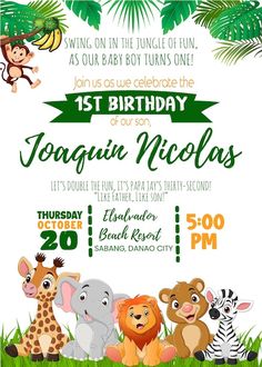 an animal themed birthday party with jungle animals