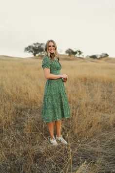 The dress that started it all, the Limerick Dress is the most comfortable and versatile green midi dress you may ever own. Definitely a fan favorite, this green floral dress features a romantic midi-length skirt and a square neckline. The flattering silhouette is enhanced by the wide waistband and pleated bust detailing. This dress is seriously so comfy, we promise that making this a wardrobe staple will not be a miss. All Poet dresses come with a cardstock poem delivered in a wax-sealed ... Feminine Women, Dress Flowy, Dresses Xxl, Green Floral Dress, White Floral Dress, Midi Length Skirts, Green Midi Dress, Versatile Dresses, Square Necklines