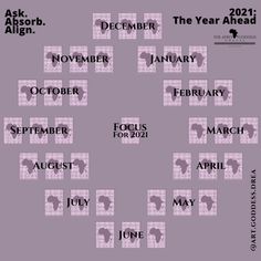 the year ahead calendar for each month in which you can see what's happening