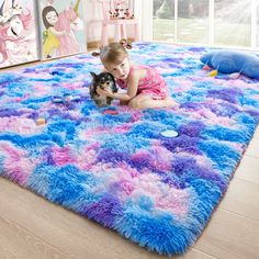 PRICES MAY VARY. Unique Style Rainbow Rug : This shaggy rainbow rugs adopts the latest dyeing process, the colors are randomly distributed, rich in tactile appeal design fluffy rug distinct accent to your existing bedroom decor for best visual impact Fluffy Rug for Girls Room : Super soft fluffy carpet adds a touch of elegance to your bedroom, perfect for your kids, girls or nursery room and it's interesting to play games with children on the shag rug Non-slip Grip Dots Backing : Grip dots backi Baby Girls Bedroom, Kids Bedroom Rugs, Girls Room Rugs, Nursery Area Rug, Colorful Room Decor, Kids Area Rugs, Boy Girl Room, Rainbow Rug