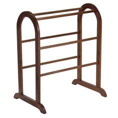 a wooden rack with two bars on it