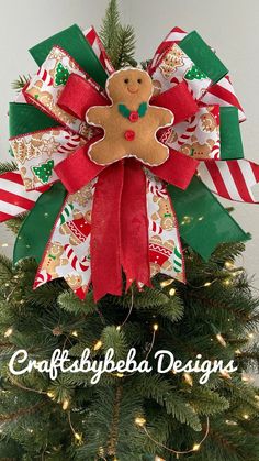 a christmas tree with a gingerbread decoration on it