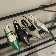 Lasaky - Chic Pointed-Toe Low Heel Sandals with Ankle Strap and Chunky Heel Low Sandals, Plastic Sandals, Sandals Woman, Leather Suit, Luxury Designer Shoes, Women Platform Sandals, Modern Sandals, Summer Heels, Low Heel Sandals