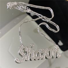 Luxury Custom Name Necklace Nameplate, Luxury Custom Nameplate Necklace For Women, Diamond Name Necklace, Custom Bling, Name Necklaces, Silver Bling, Tennis Chain, Gold Name Necklace, Nameplate Necklace