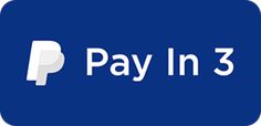 the pay in 3 sign is blue and white