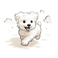 Dog running animal drawing mammal. AI generated Image by rawpixel. | premium image by rawpixel.com / Minty Pet Drawing Ideas, Dogs Drawing Cute, Anime Dogs Drawing, Coton De Tulear Drawing, Scruffy Dog Drawing, Maltese Drawing Cartoon, Dogs Cute Drawing, Cute Pet Drawings