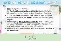 a computer screen with the text how to plan and design an anchor chart for teachers