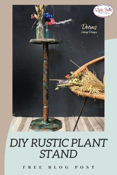 a plant stand with flowers in it and the words diy rustic plant stand free blog post