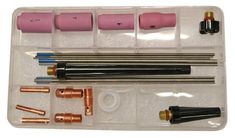 an assortment of tools in a plastic case