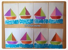 the paper boats are made with colored construction paper