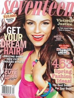 a magazine cover with a beautiful woman smiling