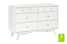 M15916RW Babyletto Palma, Nursery Dresser, Stylish Nursery, 7 Drawer Dresser, 150 Lbs, Convertible Crib, Double Dresser, Metal Drawers, Large Drawers