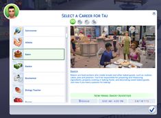 an image of a computer screen with the words select a career for ta