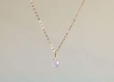 The loveliest gentle purple cape amethyst is featured on a necklace of sparkling chain, in your choice of sterling silver or 14k gold filled. This delicately hued drop is ethereally beautiful and will not disappoint. The cape amethyst necklace arrives gift ready. Necklace details + 14mm cape amethyst faceted drop + Fine 1.3mm cable chain + Spring clasp closure Wedding Jewelry With Gemstones In 14k Gold, Fine Jewelry With Briolette Delicate Chain, Fine Jewelry With Delicate Briolette Chain, Everyday Rose Gold Necklace With Gemstone, Everyday Rose Gold Gemstone Necklace, Delicate Everyday Gemstone Jewelry, Delicate May Birthstone Gemstone Necklace, Dainty Rose Gold Pendant Crystal Necklaces, Delicate Rose Gold Gemstone Necklaces