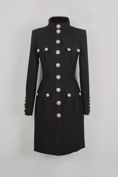 Military Dress - Black – Sierra Darien Black Career Dresses For Fall, Fall Career Black Dresses, Military Style Dress, Military Dresses, Military Looks, Statement Accessories, Chic And Elegant, Early Spring Outfits, Military Style