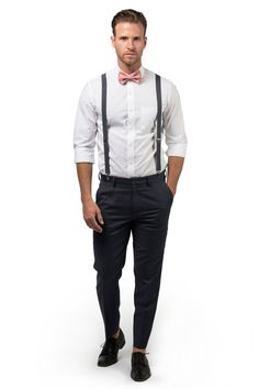 Classic Fitted Belts And Suspenders For Wedding, Fitted Suspenders For Groom Suit And Tie Accessories, Classic Fitted Suit And Tie Accessories With Suspenders, Groom's Bow Tie With Suspenders, Hufflepuff Wedding, Teal Bow Tie, Peach Bow Tie, Purple Suspenders, Beige Bow Tie