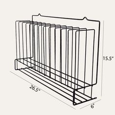 the wire magazine rack is shown with measurements