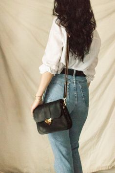 crossbody bags for women / small leather crossbody bag / black full grain leather / free shipping Simple Outfit Inspiration, Flat Chest Outfits, Elegante Casual, Dream Style, 가을 패션, Clothes Ideas