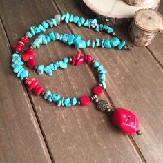 Red Coral necklace gemstone handmade turquoise necklace blue red stone necklace boho beach surf bronze tropical unique jewelry for women 18 Handmade Turquoise Necklace, Hand-strung Red Coral Beaded Necklaces, Multi-strand Red Coral Beaded Necklace As Gift, Coral Red Multi-strand Beaded Necklaces, Red Stone Necklace, Multi-strand Red Coral Beaded Necklace For Gift, Bohemian Hand-strung Red Coral Necklaces, Red Coral Necklace, Coral Pendant