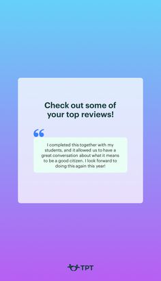 the text reads, check out some of your top review