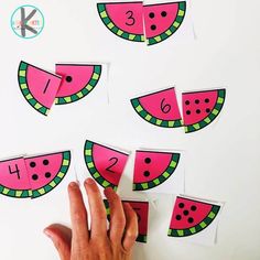 Watermelon Counting Preschool, Watermelon Games For Kids, Watermelon Crafts Preschool, Watermelon Printable, Hand Art Projects