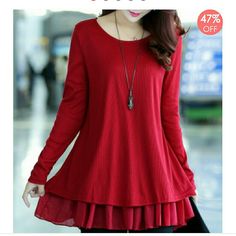 Well Made Tunic Top Dressy Woman In Red, Afrikaanse Mode, Chiffon Long Sleeve, Red Top, Mode Inspiration, Look Fashion, Hijab Fashion, Pretty Outfits, Designer Dresses