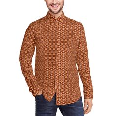 Step back in time with our Vintage 70s Style Shirt, a Retro Shirt designed to bring out your inner hippie and showcase your love for the groovy era. This Men's Brown Shirt features a unique brown geometric print, adding a touch of nostalgia and flair to your ensemble. Embrace the free-spirited vibes of the 70s with this Hippie Shirt for Men, perfect for those who appreciate the fusion of retro charm and contemporary style. The Groovy Men's Dress Shirt is not just clothing; it's a statement piece that captures the essence of 70s fashion. Whether you're attending a themed event or simply infusing your everyday style with a dose of the past, this 70s Inspired Shirt is the perfect choice for a stylish and groovy look. Perfect for those who loves the 60s 70s style print. Great with wide leg jea Mens Brown Shirt, 70s Mode, Retro Shirt Design, 70s Vintage Fashion, Vintage Shirt Dress, 70s Shirts, Hippie Shirt, Jean Large, Brown Shirt