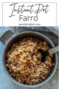 instant pot faro in a bowl with spoon