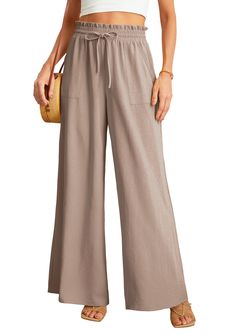 PRICES MAY VARY. Skin-friendly Material:Comfy wide leg pants are made from lightweight fabric. These wide leg pants offer a flexible and top-grade experience, super soft, Lightweight, flowy, and skin-friendly, Ensuring maximum comfort and coolness. Features: Not see through, lightweight and flowy. With Pockets.High waisted pants with elastic waistband and tied belt.The design of these wide-leg pants makes them suitable for curvy women, those with thick calves and thighs, and many others. Versati Trousers Women Wide Leg, Wide Leg Lounge Pants, High Waist Wide Leg Pants, Womens Business Casual, Tie Knots, Printed Pants, Wide Leg Trousers, High Waisted Pants, Business Casual