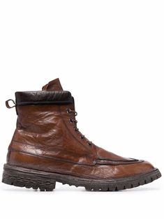 brown calf leather/buffalo leather round toe front lace-up fastening ankle-length pull-tab at the heel ridged rubber sole Moma Shoes, Ankle Boots Brown, Mens Ankle Boots, Buffalo Leather, Brown Ankle Boots, Boots Brown, Lace Up Ankle Boots, Leather Lace, Pull Tab