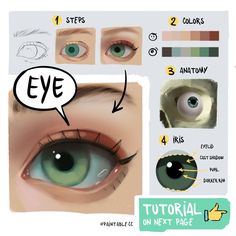 an eye diagram with instructions for how to draw the eyes and make them look like they are