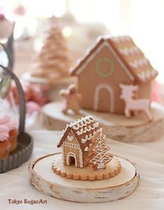 gingerbread houses and trees are on display