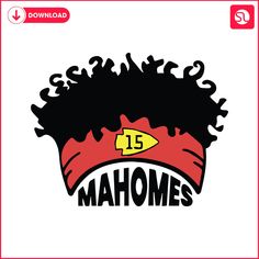 the logo for mahoms is shown in red and black with an afro on it